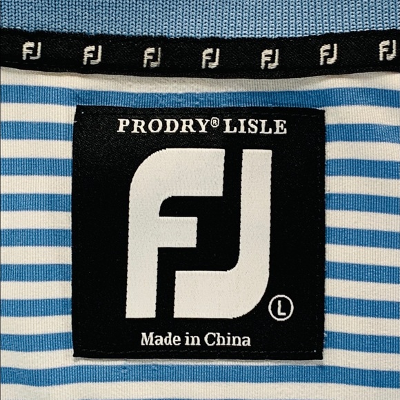 FootJoy “FJ” Men’s Large Golf Polo Striped White, Blue - Picture 5 of 9